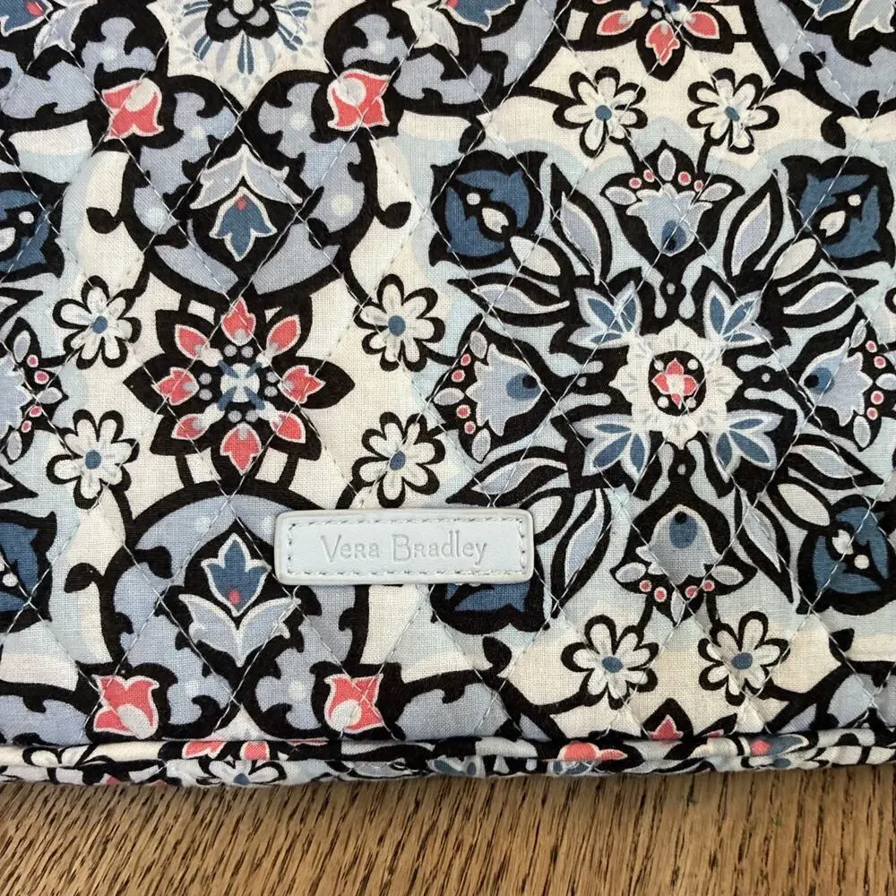Vera Bradley Quilted Laptop Zip Around Case 14X11 LISBON Gray Blue Coral Pink